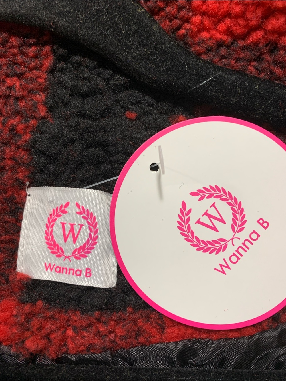 Wanna B Red and Black Teddy Jacket - Women's Cozy Outerwear